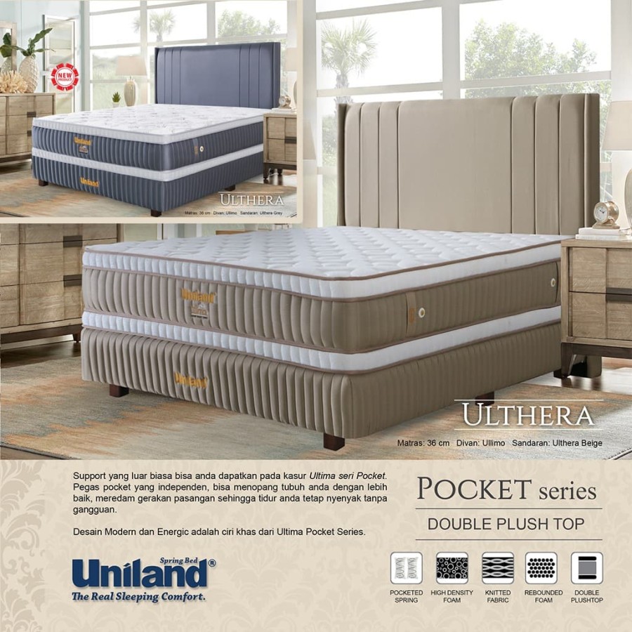 Full Set Kasur Uniland Ultima Pocket Double Plushtop Ulthera - 200x200 - Beige